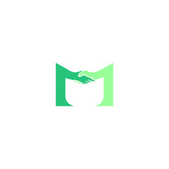 hand shake letter M logo