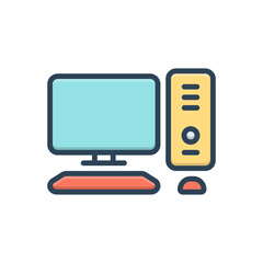 Color illustration icon for computer
