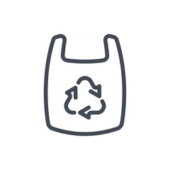 Eco plastic bag line icon. Recyclable shopping bag vector outline sign.