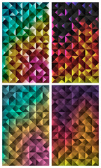 Set of vertical geometric backgrounds with gradient highlighting. The size of each background is 1050 by 1800 pixels. Vector illustration for setting banners, posters, posters, stickers, collages, etc