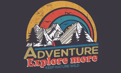 Foto op Plexiglas Mountain camping  t-shirt graphic design. Mountain vector design artwork for apparel.  © riaz