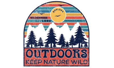 Foto op Canvas Outdoors keep nature wild graphic vector design. Wilderness outing graphic t-shirt design. © riaz