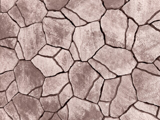 Top view of abstract beige and brown stone tiles background with geometric pattern. 