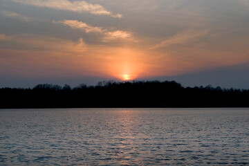 Fototapeta na wymiar Lake in Justynow near Lodz. Sunset