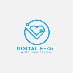 Digital medical logo design with love icon