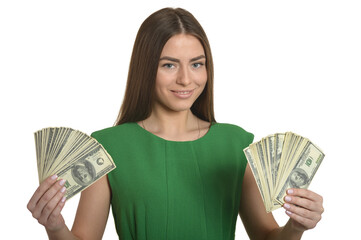 Beautiful woman with money