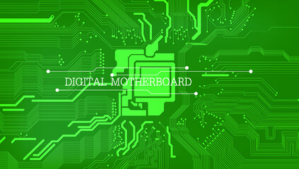 
Electronic circuit board green digital vector illustration modern technology