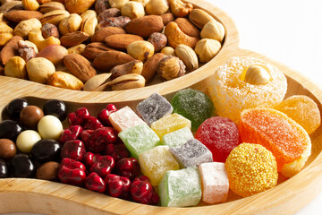 Mixed nuts, Turkish delight and candies