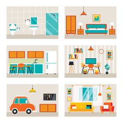 House Rooms With Flat Furnitures