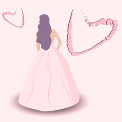 A girl in a full dress with long hair