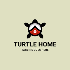Simple Mascot Vector Logo Design of Dual Meaning Combination Turtle and Home