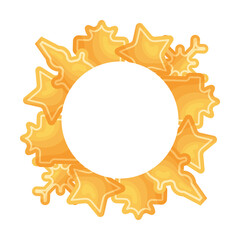 Frame with flat gingerbread cookies on white.