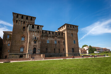 The medieval Castle of Saint George (Castello di San Giorgio, 1395-1406) in Mantua downtown (Mantova), part of the Palazzo Ducale or Gonzaga Royal Palace. Lombardy, Italy, southern Europe.