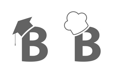 letter b in chef and graduate hat