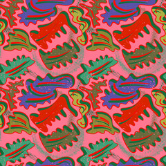 Seamless pattern with unusual nature leave motifs