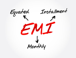 EMI - Equated Monthly Installment acronym, business concept background