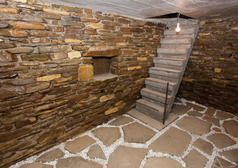 stairs or staircase in the stone basement