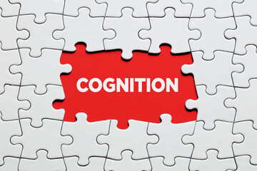 Fototapeta premium The word cognition surrounded by jigsaw puzzle. To increase or expand the cognitive domain