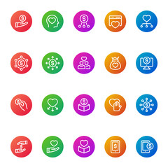 Gradient color icons for crowd funding.