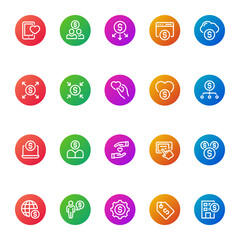 Gradient color icons for crowd funding.