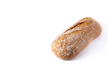 Fresh baked bread isolated on white background. Copy space