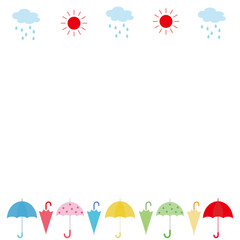 雨雲と太陽と傘の背景イラスト