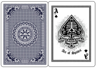 skull with spades, playing card