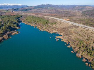 Aerial view of Dyakovo Reservoir, Bulgaria