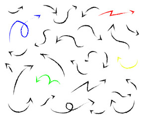 Collection of various arrows on a white background. Vector illustration.