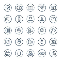 Circle outline icons for devices.