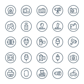 Circle outline icons for devices.