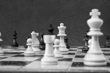 Scacchi fotografati su una scacchiera