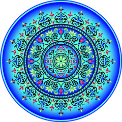 a blue tile plate pattern