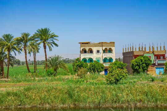 Buildings on the Nile canal near Qena, Egypt
