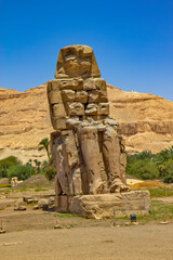 The Colossi of Memnon statues of the Pharaoh Amenhotep III in Egypt