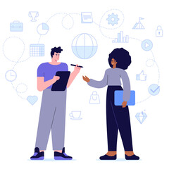 Team colleagues at office concept. Company employees working