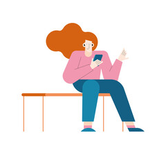 woman seated using smartphone
