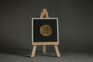 NFT non-fungible token crypto art on grey background. Pay for unique collectibles in art. NFT...