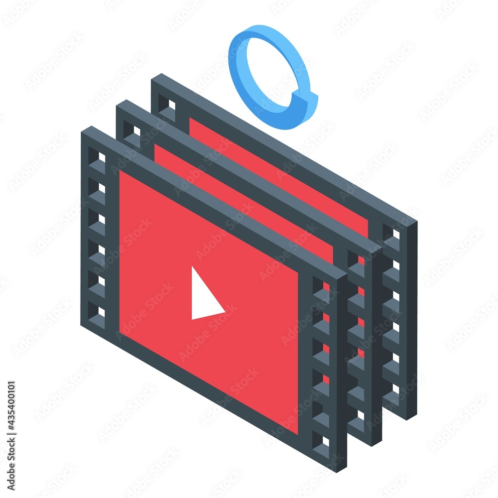 Poster video files backup icon. isometric of video files backup vector icon for web design isolated on whit