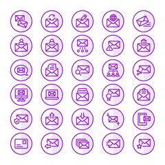Circle color outline icons for email.