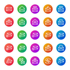 Gradient color icons for email.