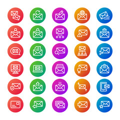 Gradient color icons for email.