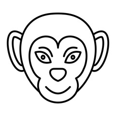 Vector Monkey Outline Icon Design
