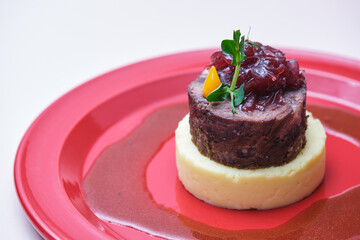 baked beef with goat cheese