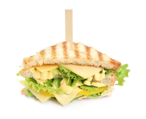 Tasty sandwich with cheese isolated on white