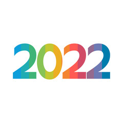 2022, a bright multicolored inscription in rainbow colors. Isolated vector illustration