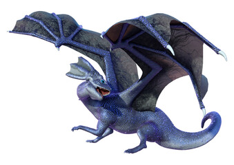 3D Rendering Fairy Tale Dragon on White