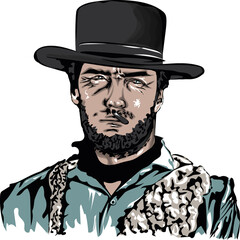 Cowboy portrait vector clipart