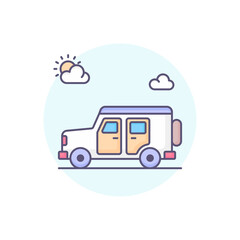 mini bus vector round icon style illustration. EPS 10 File