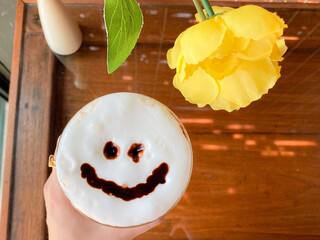 Mocha Coffee with milk foam whipped on top. Cafe concept menu